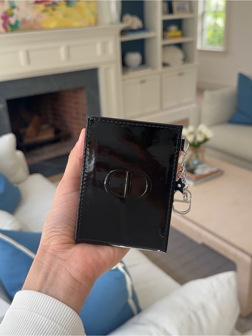 Dior Mirror Patent Leather with Keychain - Black